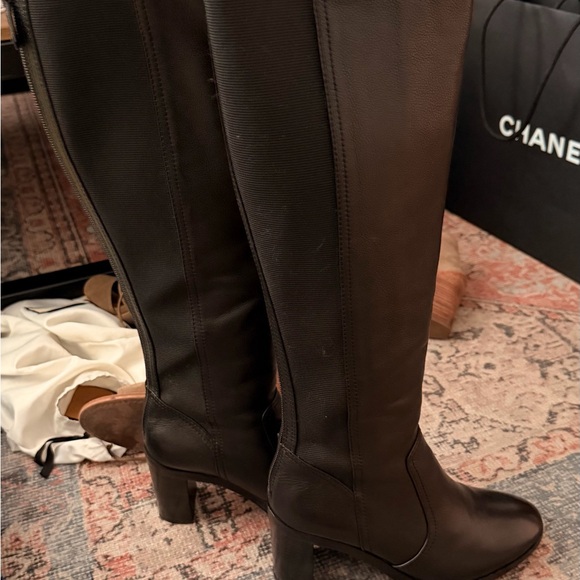 Tory Burch Tall Black Leather Over-the-Knee Block Heel Boots - Picture 2 of 4